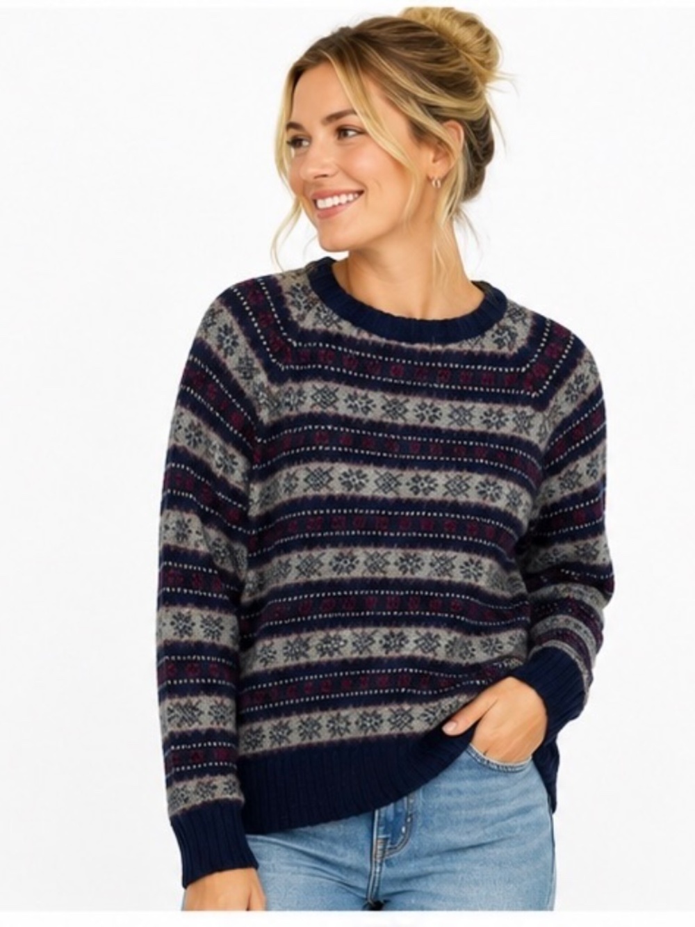 Hunt Club 100% Wool Fair Isle Nordic Sweater XL